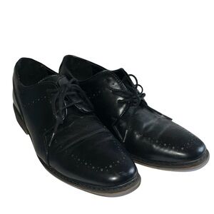 Borelli Oxford Dress Shoes Mens Sz 6 Black Comfort Perforated Toe Lace Up